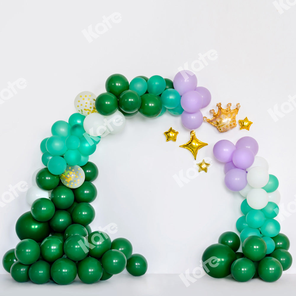 Kate Geburtstag Hintergrund Grüne Luftballons Krone von Emetselch - Kate Backdrop.de