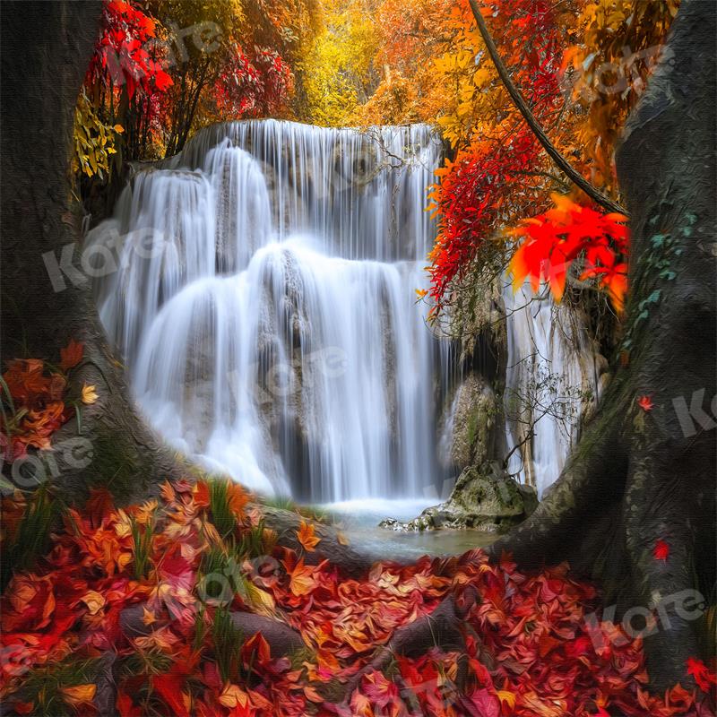 Kate Herbst Hintergrund Wald Wasserfall Blätter für Fotografie
