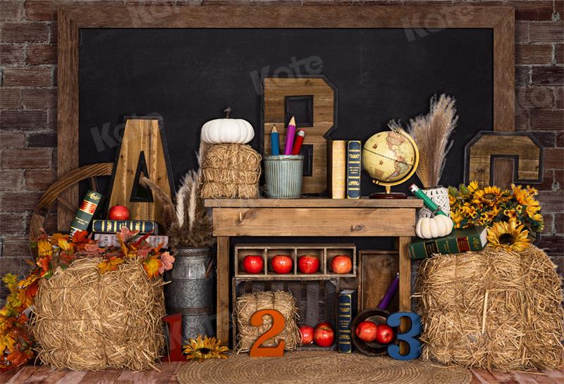 Kate Einschulung Schule Hintergrund Herbst Scheune für Fotografie - Kate Backdrop.de