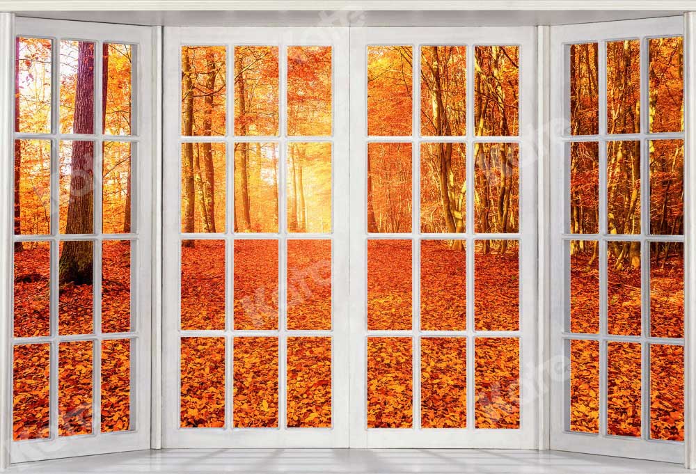 Kate Herbst Hintergrund Fenster Straße Blätter von Chain Photography - Kate Backdrop.de