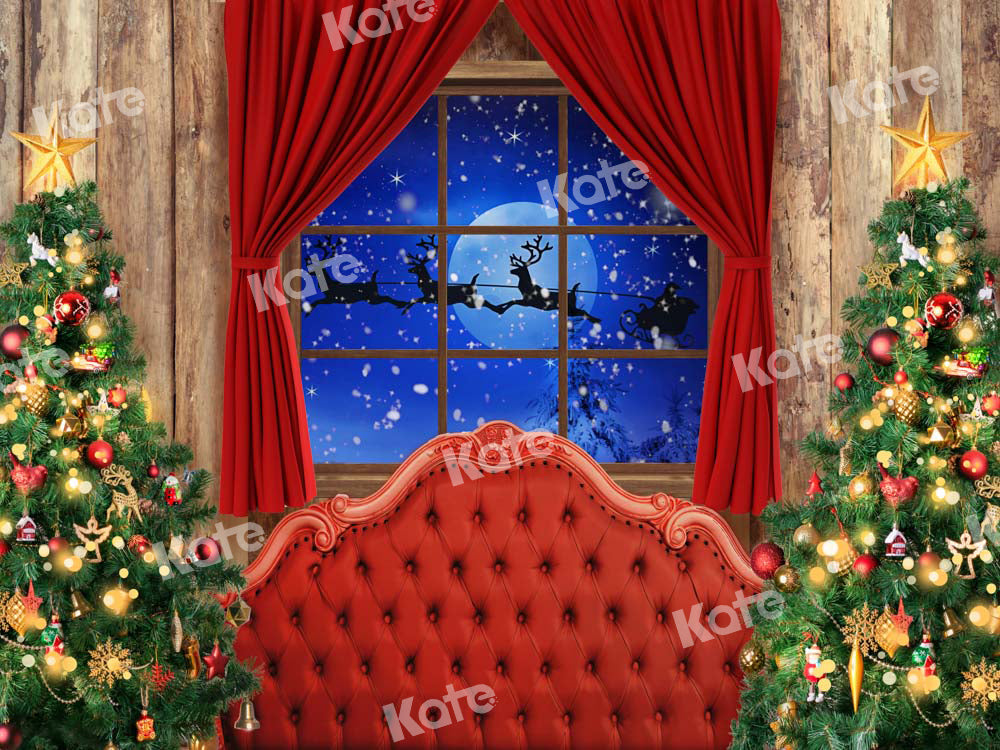 Kate Weihnachten Hintergrund Rot Kopfteil Fenster von Chain Photography