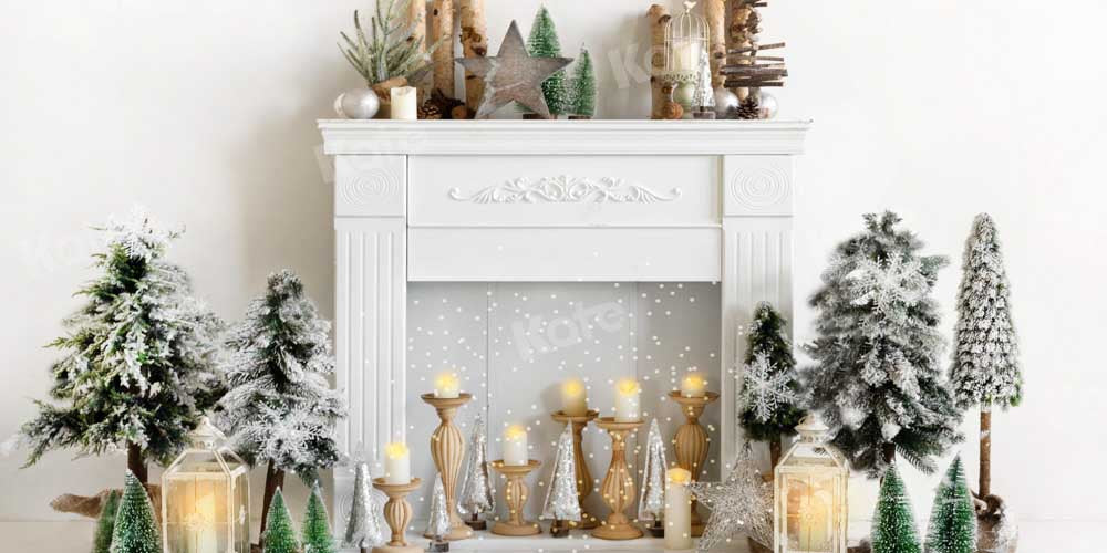 Kate Winter Hintergrund Weihnachten Kamin Kerze von Emetselch - Kate Backdrop.de