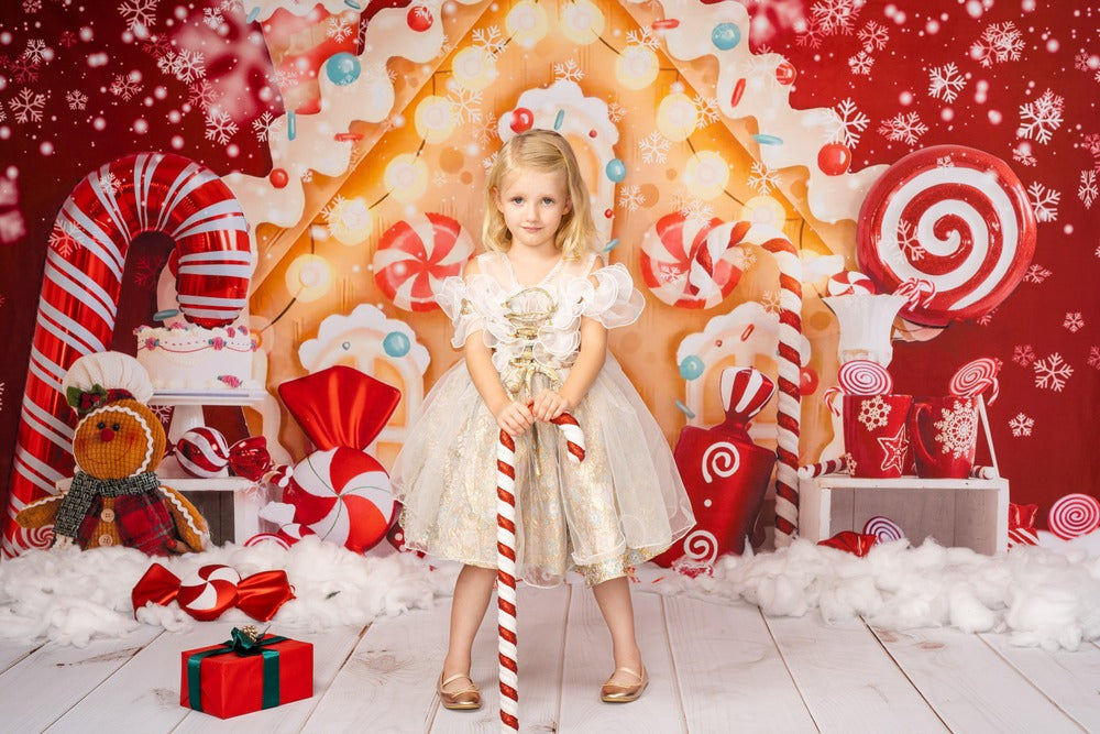 Kate Weihnachten Hintergrund Lebkuchen Haus Süssigkeit für Fotografie