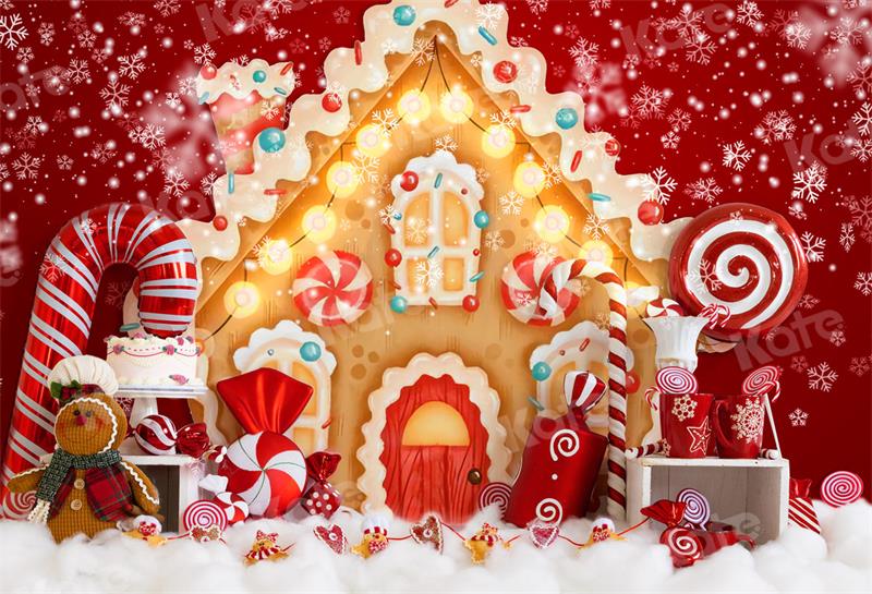 Kate Weihnachten Hintergrund Lebkuchen Haus Süssigkeit für Fotografie