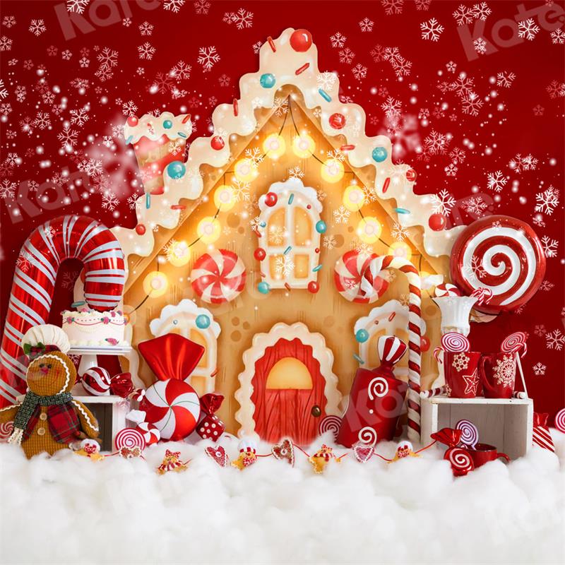 Kate Weihnachten Hintergrund Lebkuchen Haus Süssigkeit für Fotografie - Kate Backdrop.de