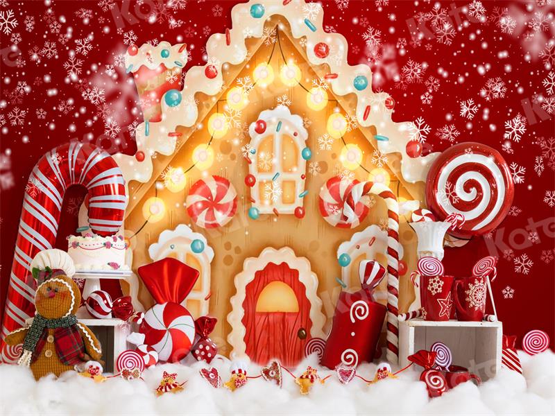 Kate Weihnachten Hintergrund Lebkuchen Haus Süssigkeit für Fotografie - Kate Backdrop.de