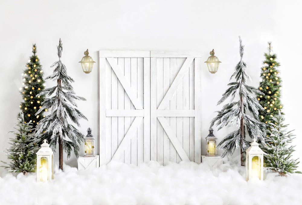 Kate Weihnachten Hintergrund Weiß Scheune Tür  von Emetselch - Kate Backdrop.de