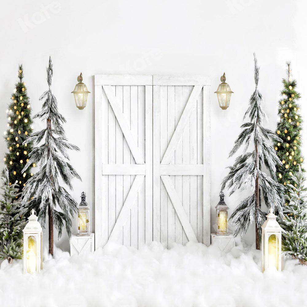 Kate Weihnachten Hintergrund Weiß Scheune Tür  von Emetselch - Kate Backdrop.de