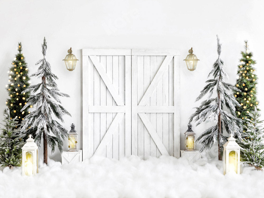 Kate Weihnachten Hintergrund Weiß Scheune Tür  von Emetselch - Kate Backdrop.de