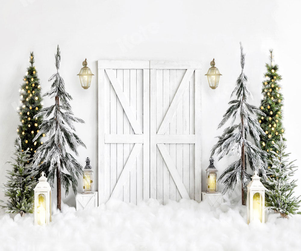 Kate Weihnachten Hintergrund Weiß Scheune Tür  von Emetselch - Kate Backdrop.de