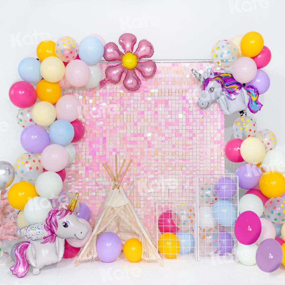 Kate Geburtstag Hintergrund Luftballons Rosa Paillette Wand Party von Emetselch - Kate Backdrop.de