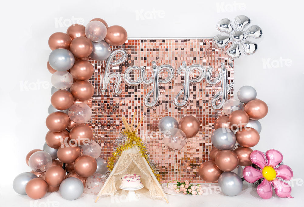 Kate Geburtstag Hintergrund Luftballons Glänzend Paillette Wand Party von Emetselch - Kate Backdrop.de