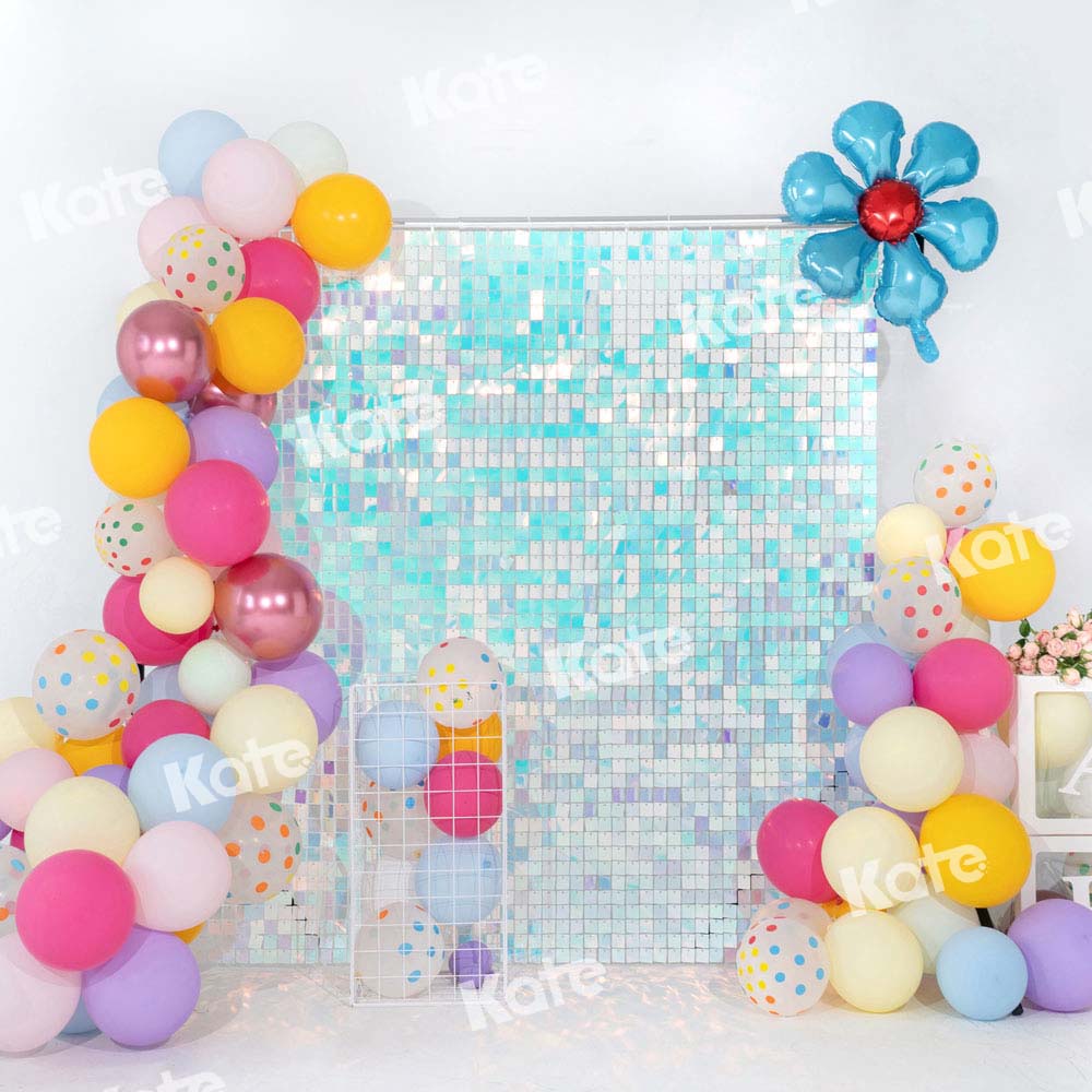 Kate Geburtstag Hintergrund Luftballons Hellblau Paillette Wand Party von Emetselch - Kate Backdrop.de