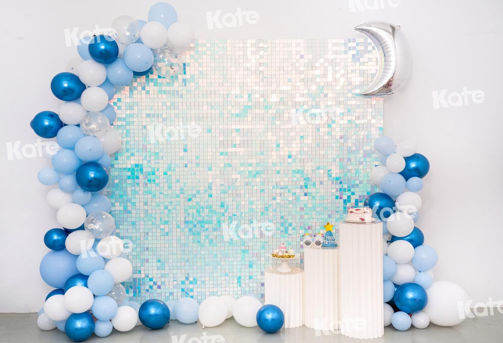 Kate Geburtstag Hintergrund Blau Luftballons Paillette Wand Party von Emetselch - Kate Backdrop.de