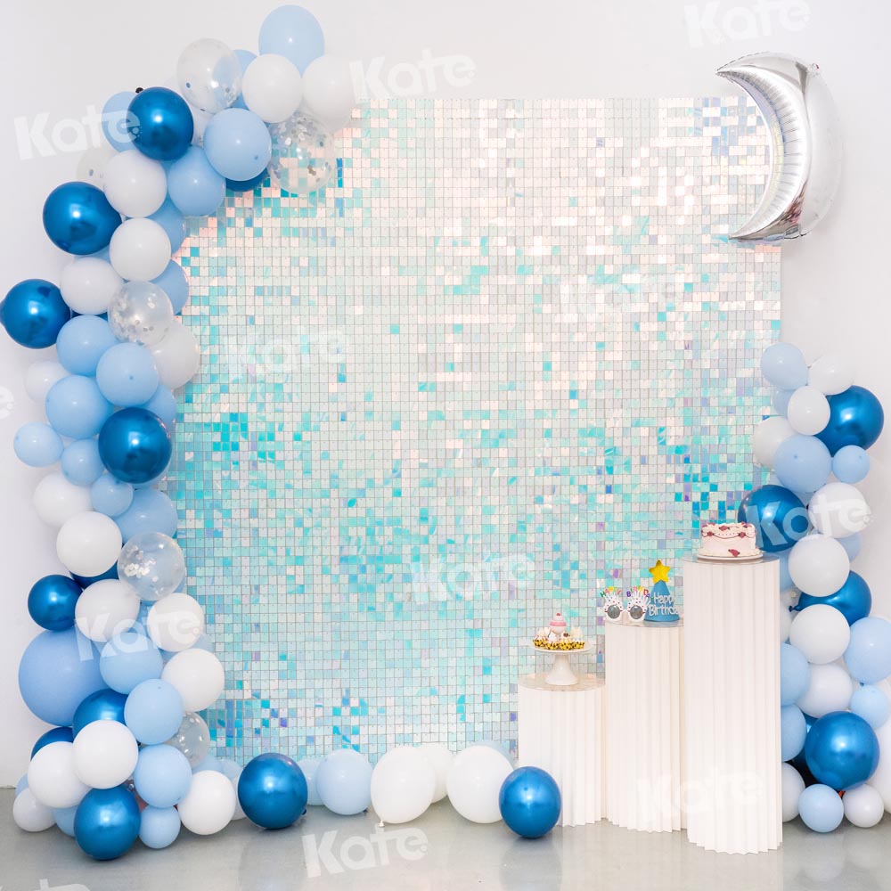 Kate Geburtstag Hintergrund Blau Luftballons Paillette Wand Party von Emetselch - Kate Backdrop.de