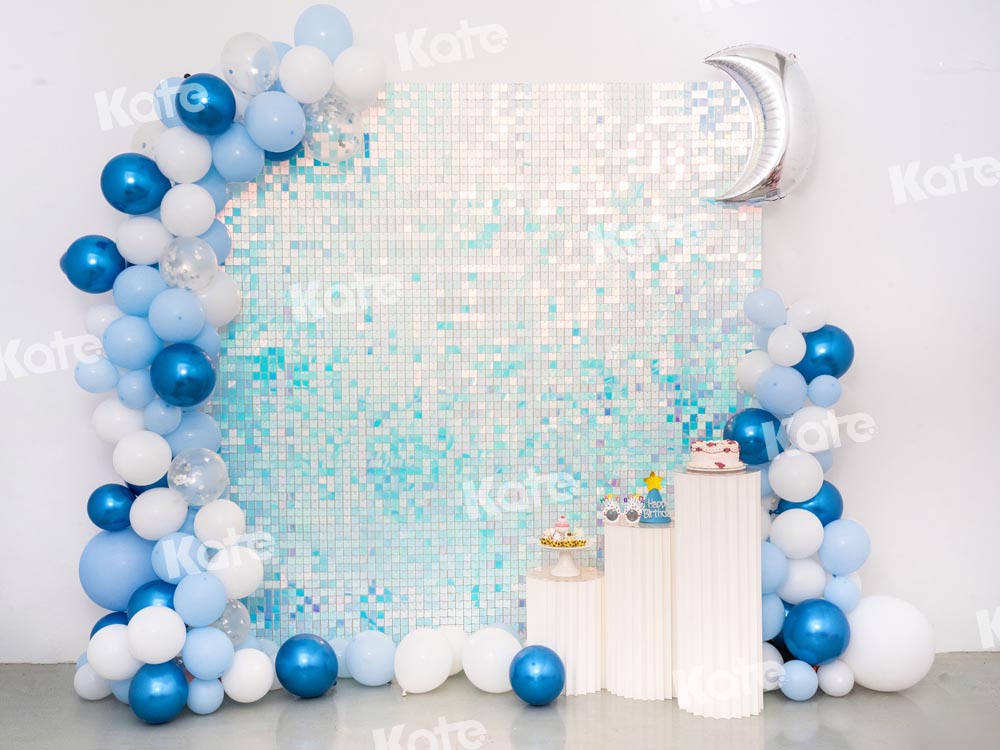 Kate Geburtstag Hintergrund Blau Luftballons Paillette Wand Party von Emetselch