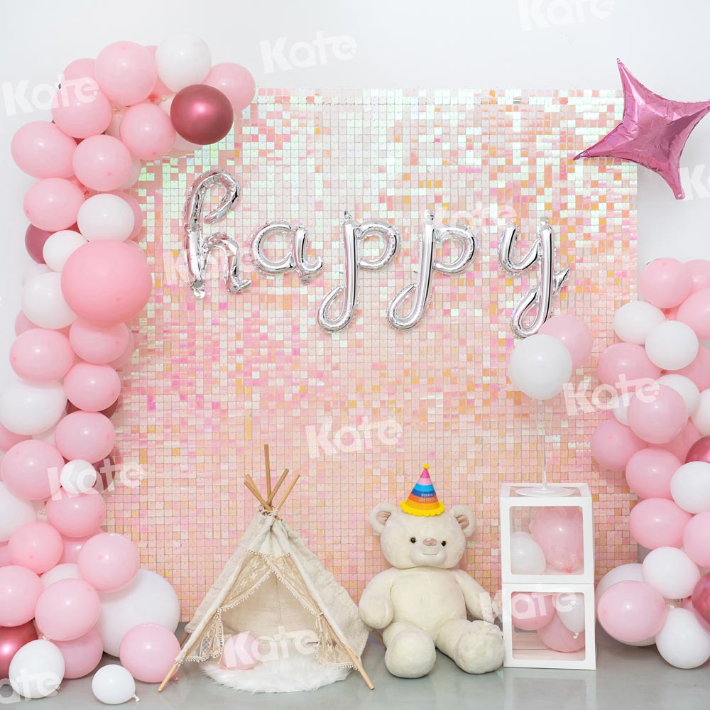 Kate Geburtstag Hintergrund Rosa Luftballons Paillette Wand Party von Emetselch - Kate Backdrop.de