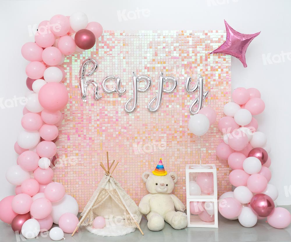 Kate Geburtstag Hintergrund Rosa Luftballons Paillette Wand Party von Emetselch - Kate Backdrop.de