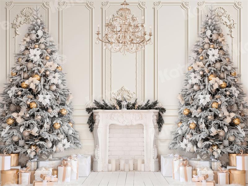 Kate Weihnachten Hintergrund Kamin Weiß Vintage Wand Bäume Geschenk
