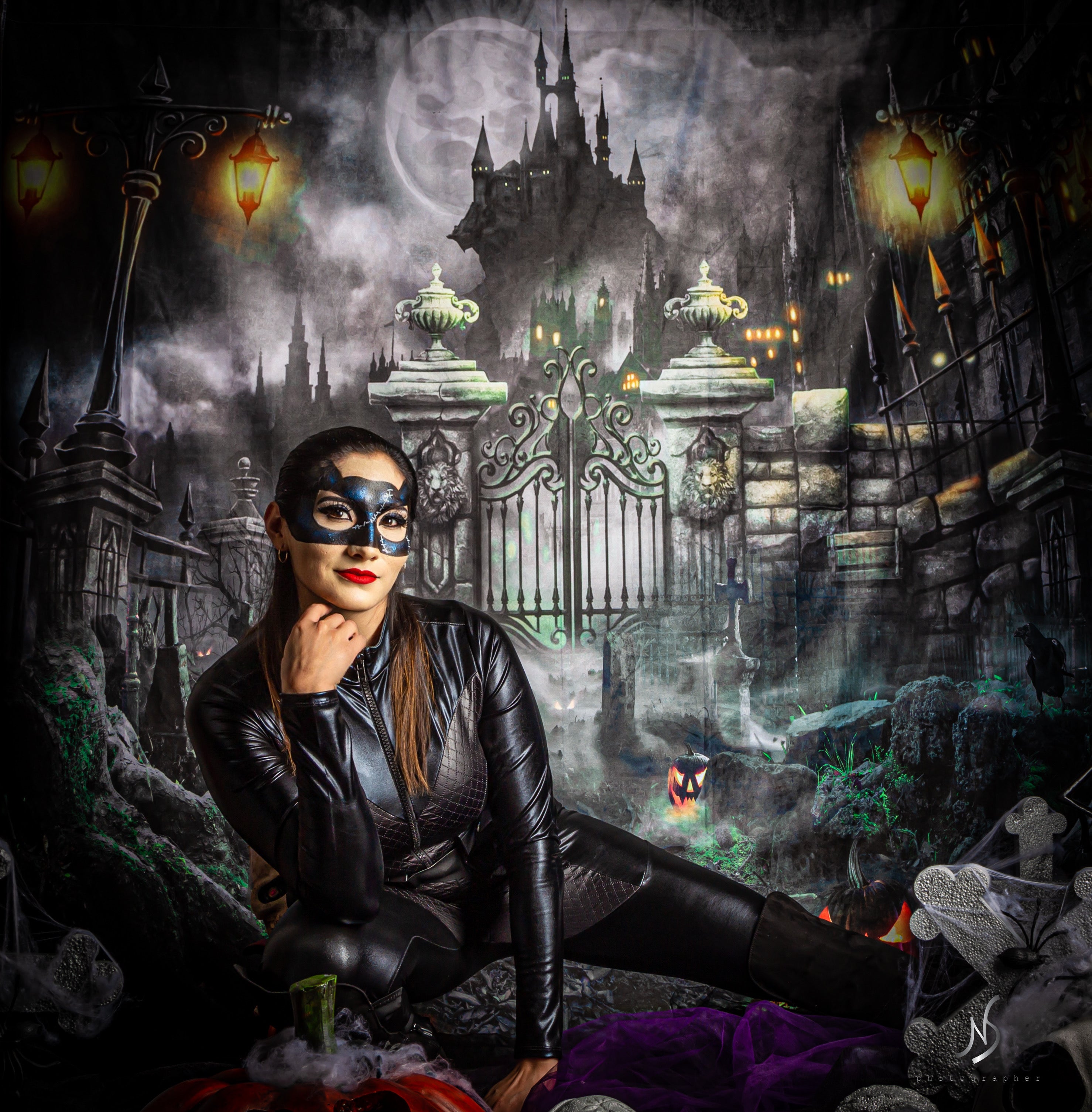 Kate Halloween Hintergrund Nacht Schloss für Fotografie