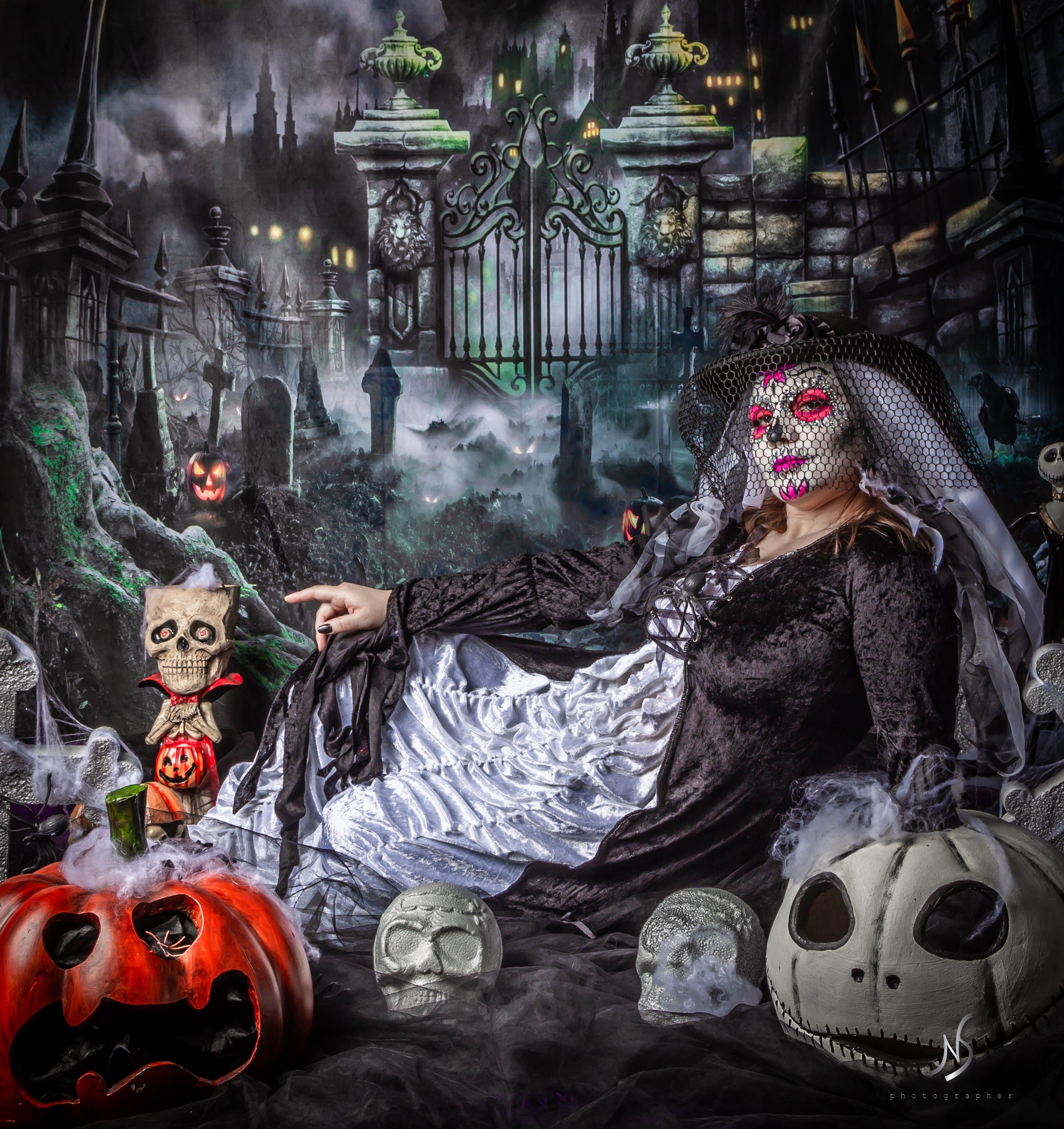Kate Halloween Hintergrund Nacht Schloss für Fotografie - Kate Backdrop.de