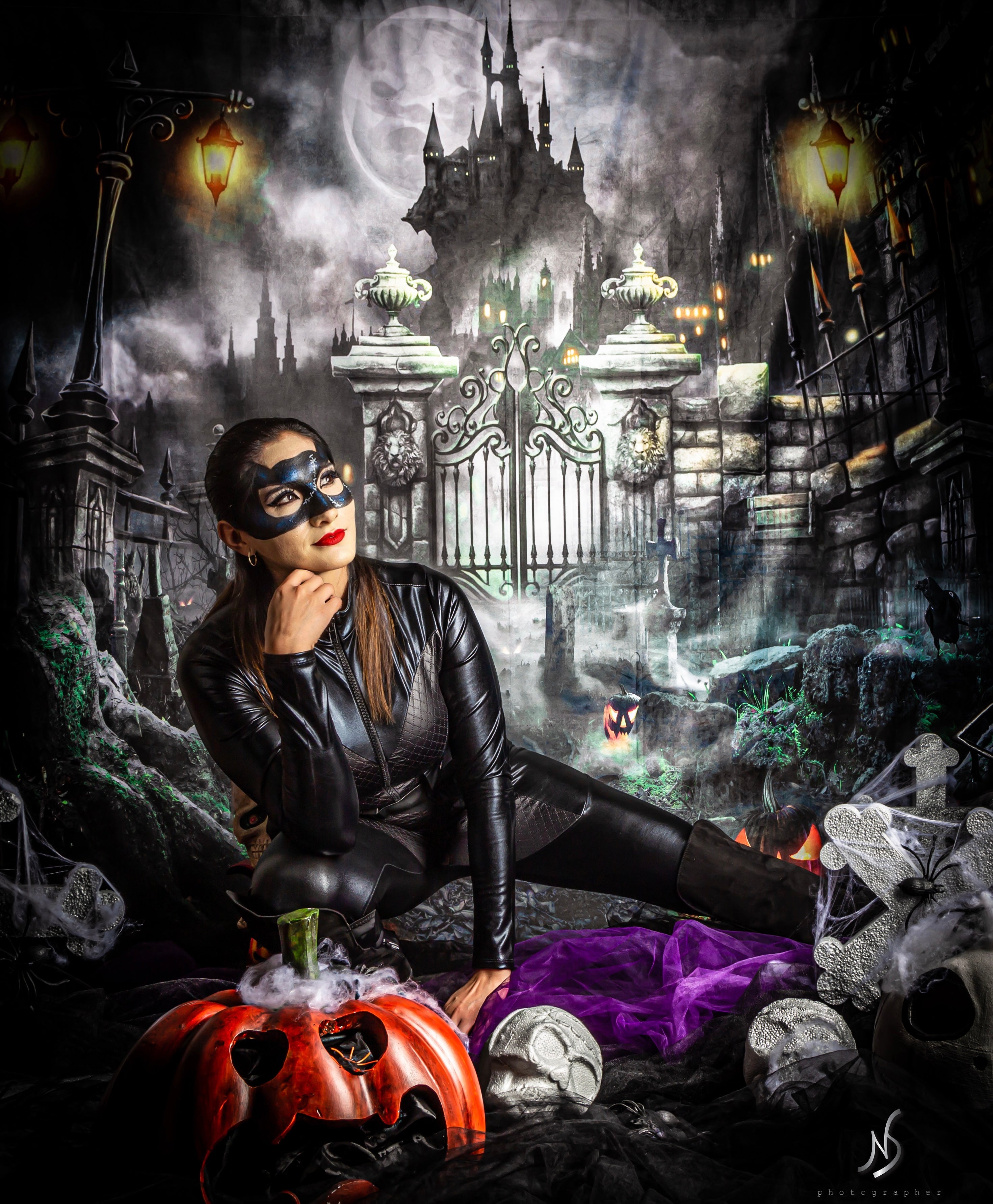 Kate Halloween Hintergrund Nacht Schloss für Fotografie
