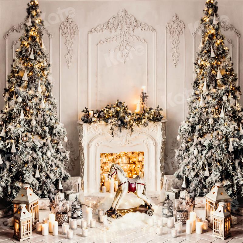 Kate Weihnachten Hintergrund Bäume Weiße Wand Trojanisches Pferd für die Fotografie