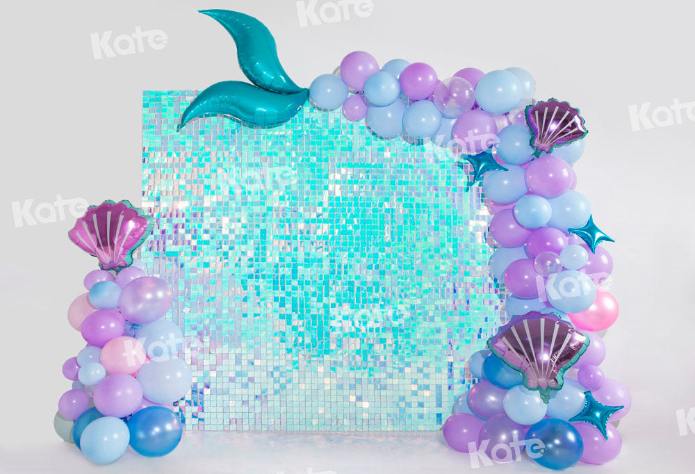 Kate Blau Grün Meerjungfrau Luftballons Hintergrund Geburtstag von Emetselch - Kate Backdrop.de