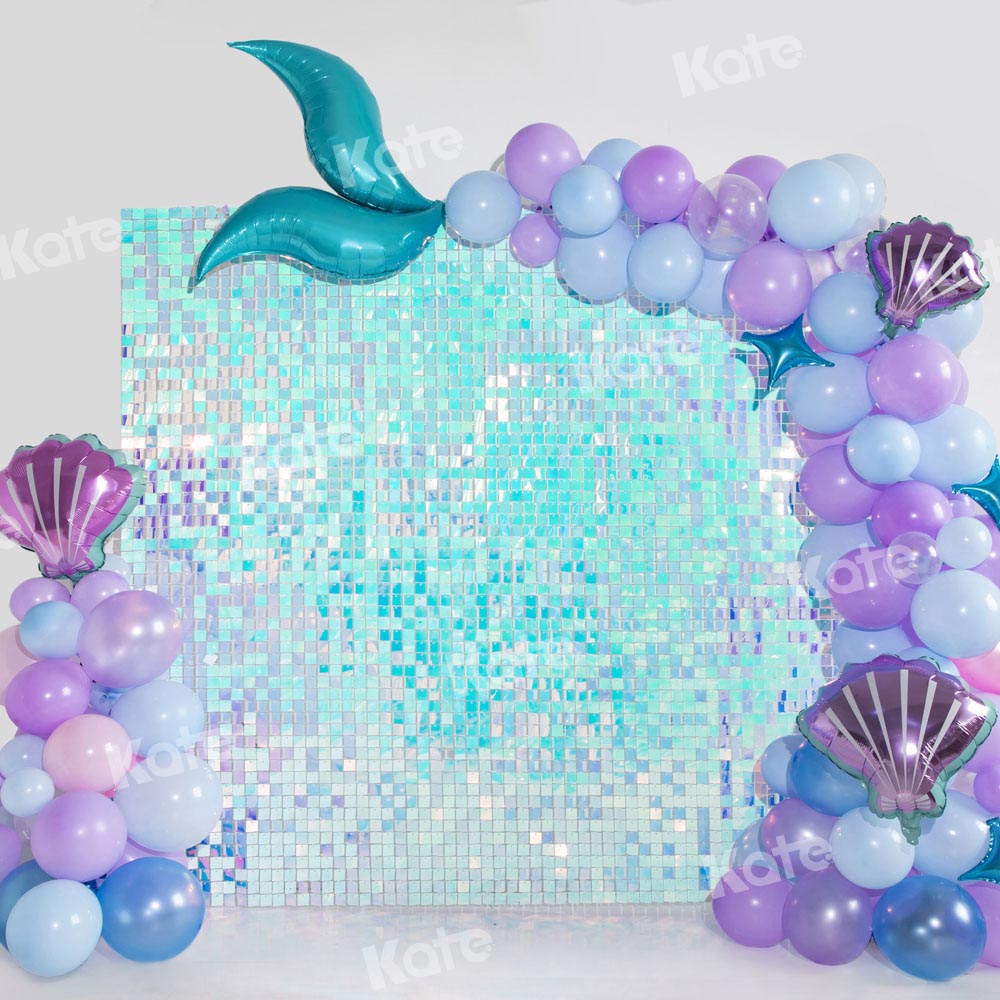 Kate Blau Grün Meerjungfrau Luftballons Hintergrund Geburtstag von Emetselch - Kate Backdrop.de