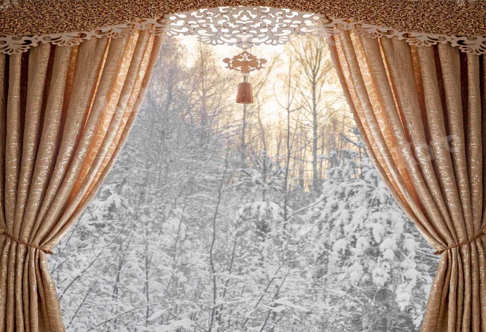 Kate Winter Weihnachten Hintergrund Vorhang Schnee von Chain Photography