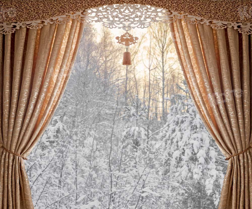 Kate Winter Weihnachten Hintergrund Vorhang Schnee von Chain Photography