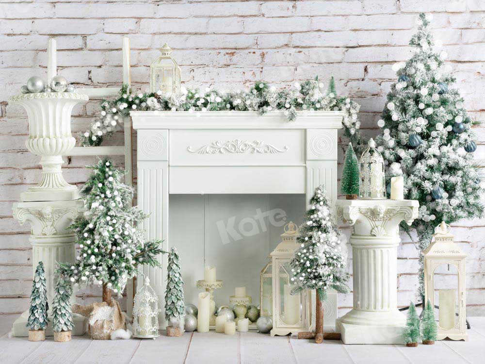 Kate Weihnachten Kamin Hintergrund Bäume Kerze von Emetselch - Kate Backdrop.de