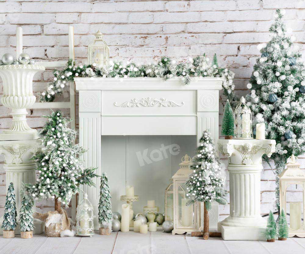 Kate Weihnachten Kamin Hintergrund Bäume Kerze von Emetselch - Kate Backdrop.de