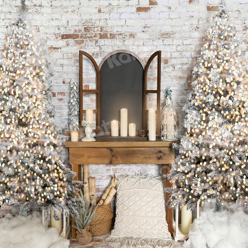 Kate Winter Hintergrund Weihnachten Bäume Kerze für Fotografie - Kate Backdrop.de