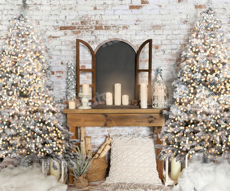 Kate Winter Hintergrund Weihnachten Bäume Kerze für Fotografie - Kate Backdrop.de