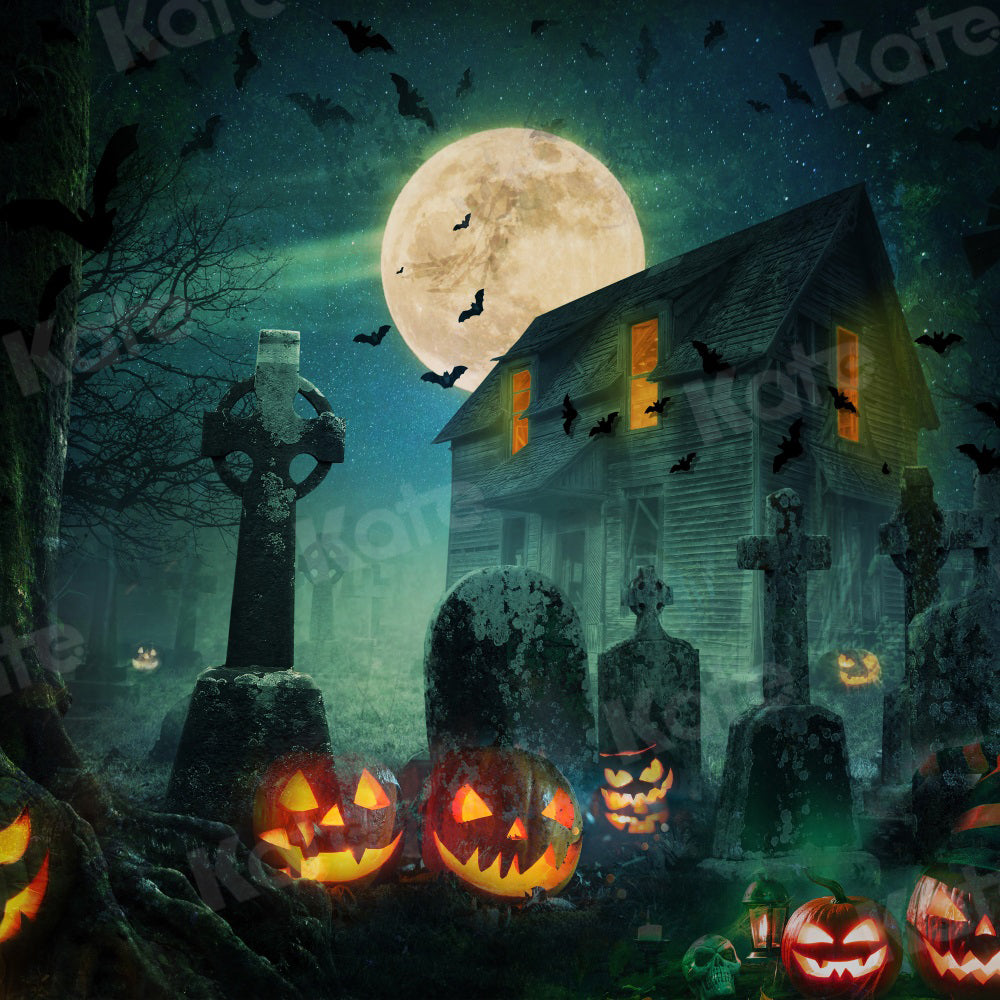 Kate Halloween Hintergrund Kürbis Haus für Fotografie