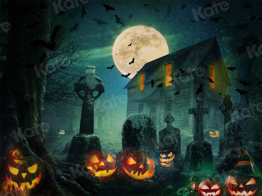 Kate Halloween Hintergrund Kürbis Haus für Fotografie - Kate Backdrop.de