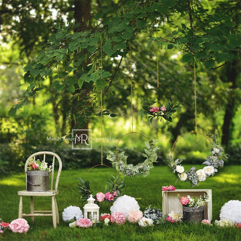 Kate Blumenreifen Hochzeit Wiese Hintergrund von Mandy Ringe Photography