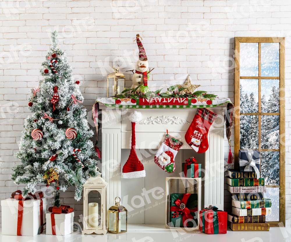 Kate Weihnachten Hintergrund Fenster Kamin von Emetselch - Kate Backdrop.de
