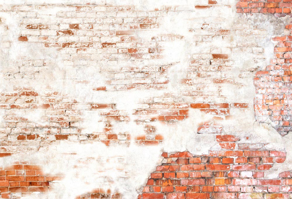 Kate Alt Schäbig Weiß Rot Backstein Wand Hintergrund von Kate - Kate Backdrop.de