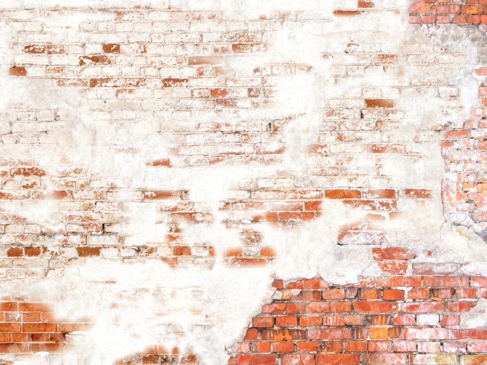 Kate Alt Schäbig Weiß Rot Backstein Wand Hintergrund von Kate - Kate Backdrop.de