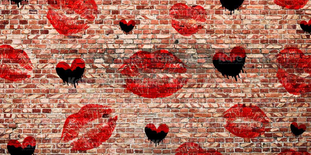 Kate Valentinstag Hintergrund Ziegelwand rot von Chain Photography