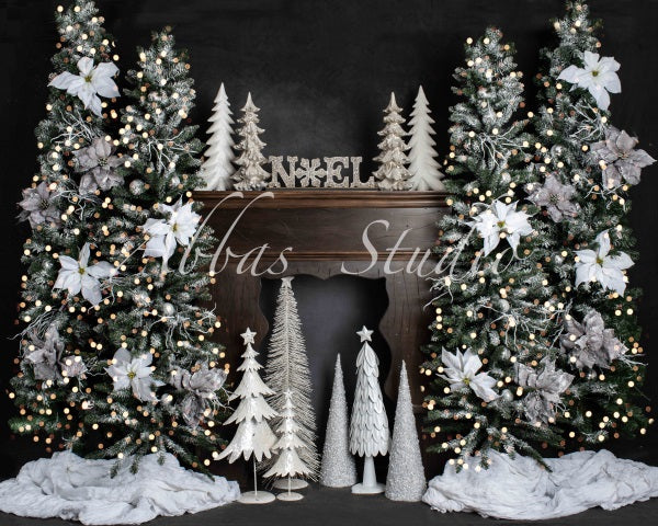 Kate Weihnachten Kamin Zimmer Weihnachtsbäume Hintergrund von Abbas Studio - Kate Backdrop.de