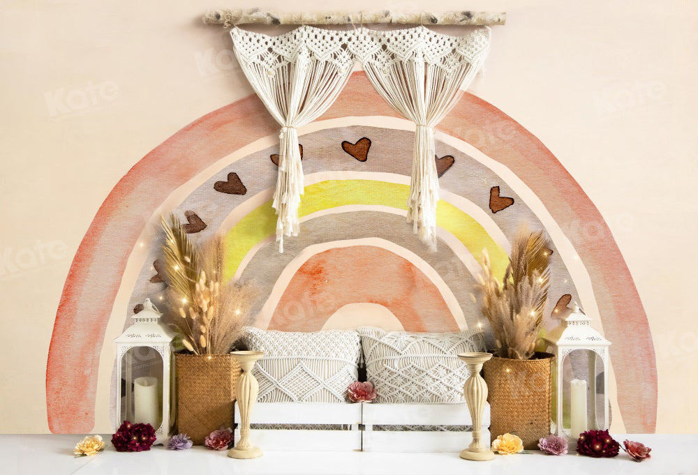 Kate Valentinstag Boho Regenbogen Geburtstag Hintergrund für Fotografie - Kate Backdrop.de