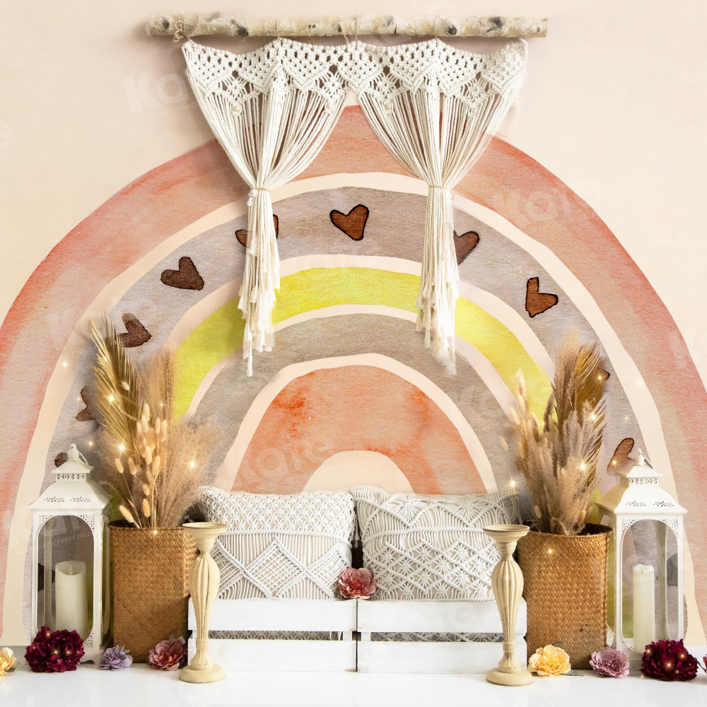 Kate Valentinstag Boho Regenbogen Geburtstag Hintergrund für Fotografie - Kate Backdrop.de