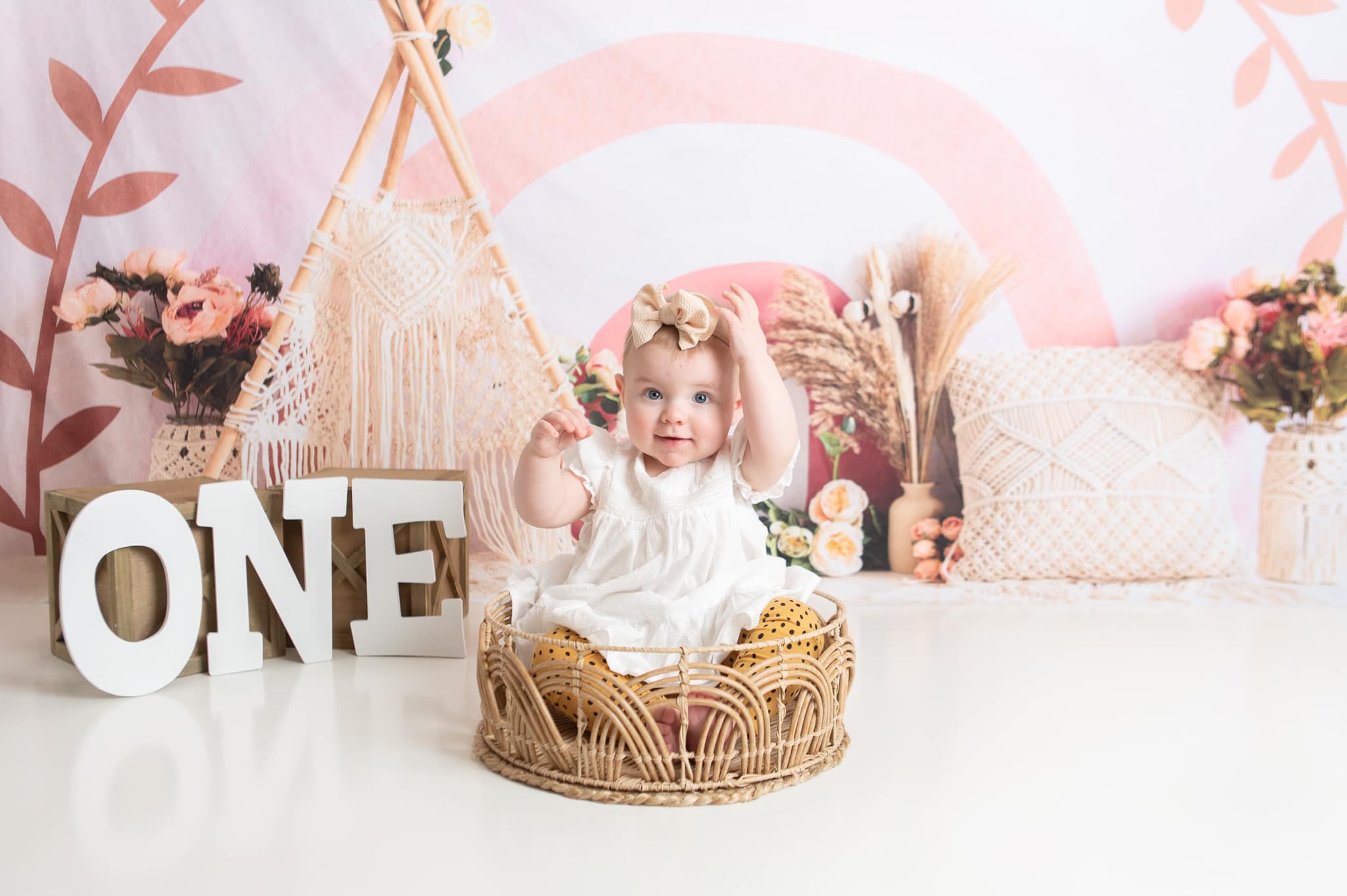 Kate Frühling Boho Regenbogen Zelt Cake Smash Kulisse für Fotografie