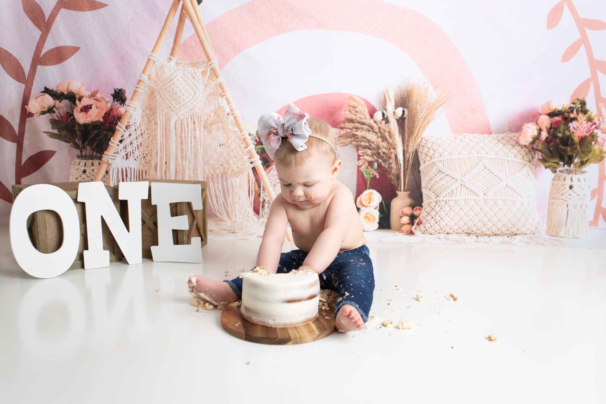 Kate Frühling Boho Regenbogen Zelt Cake Smash Kulisse für Fotografie