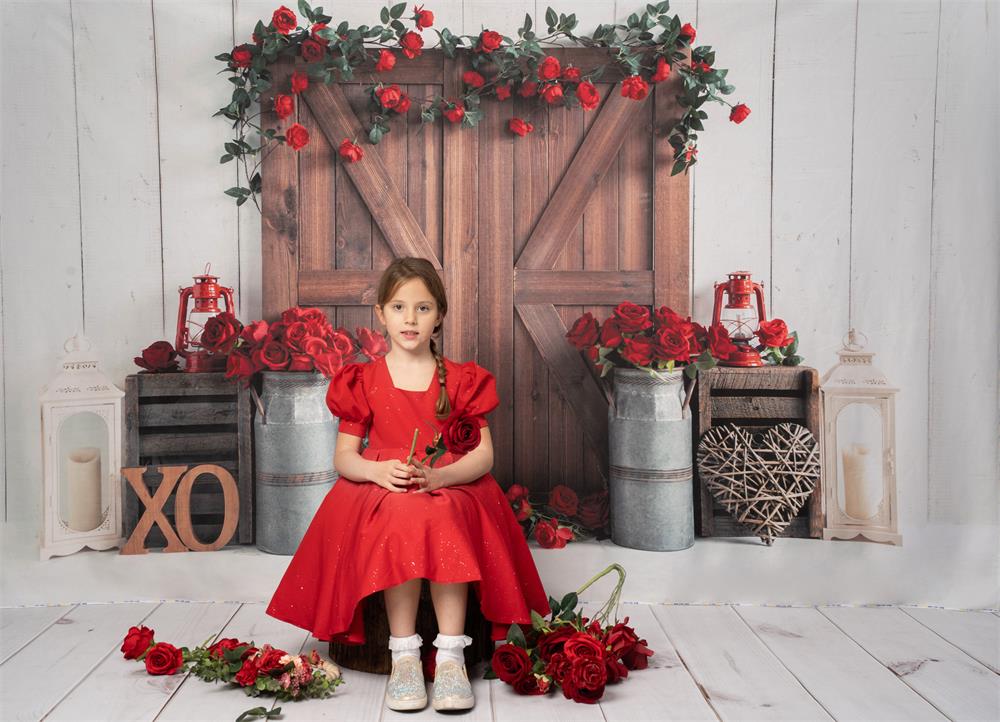 Kate Valentinstag Scheune Tür Rose Hintergrund für die Fotografie