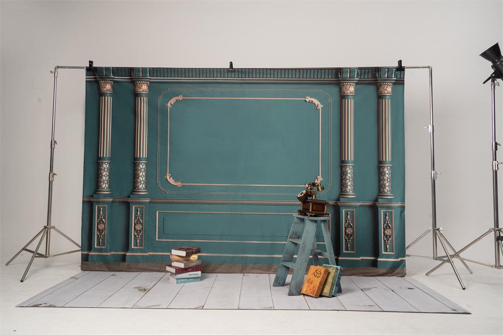 Kate Retro Interieur Grün Vintage Wand Goldene Kulisse von Kate - Kate Backdrop.de