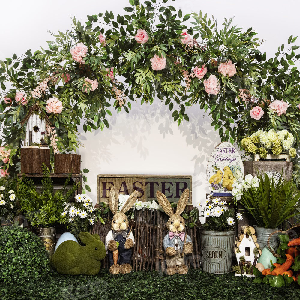 Kate Ostern Blumen Bogen Hase Garten Hintergrund für die Fotografie